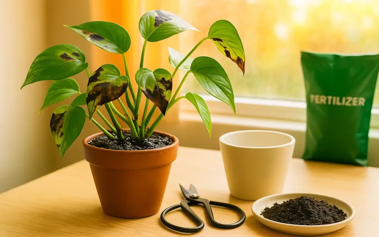 black leaves pothos plant